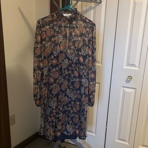 NWT Chic Long Sleeve Floral Dress in Navy